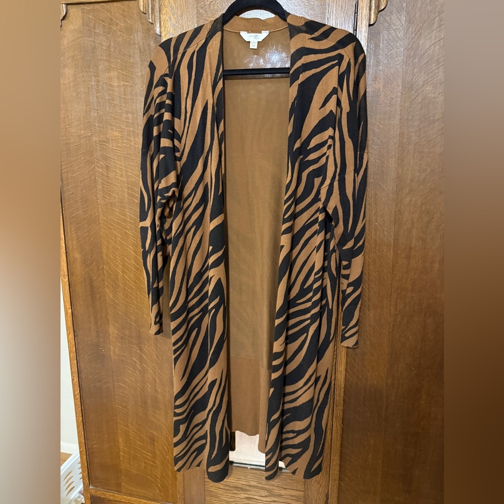 Terra & Sky Brown Knit Open Front Lightweight Cardigan, 1X